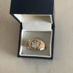 Men’s 1 carat genuine diamond 2-toned ring